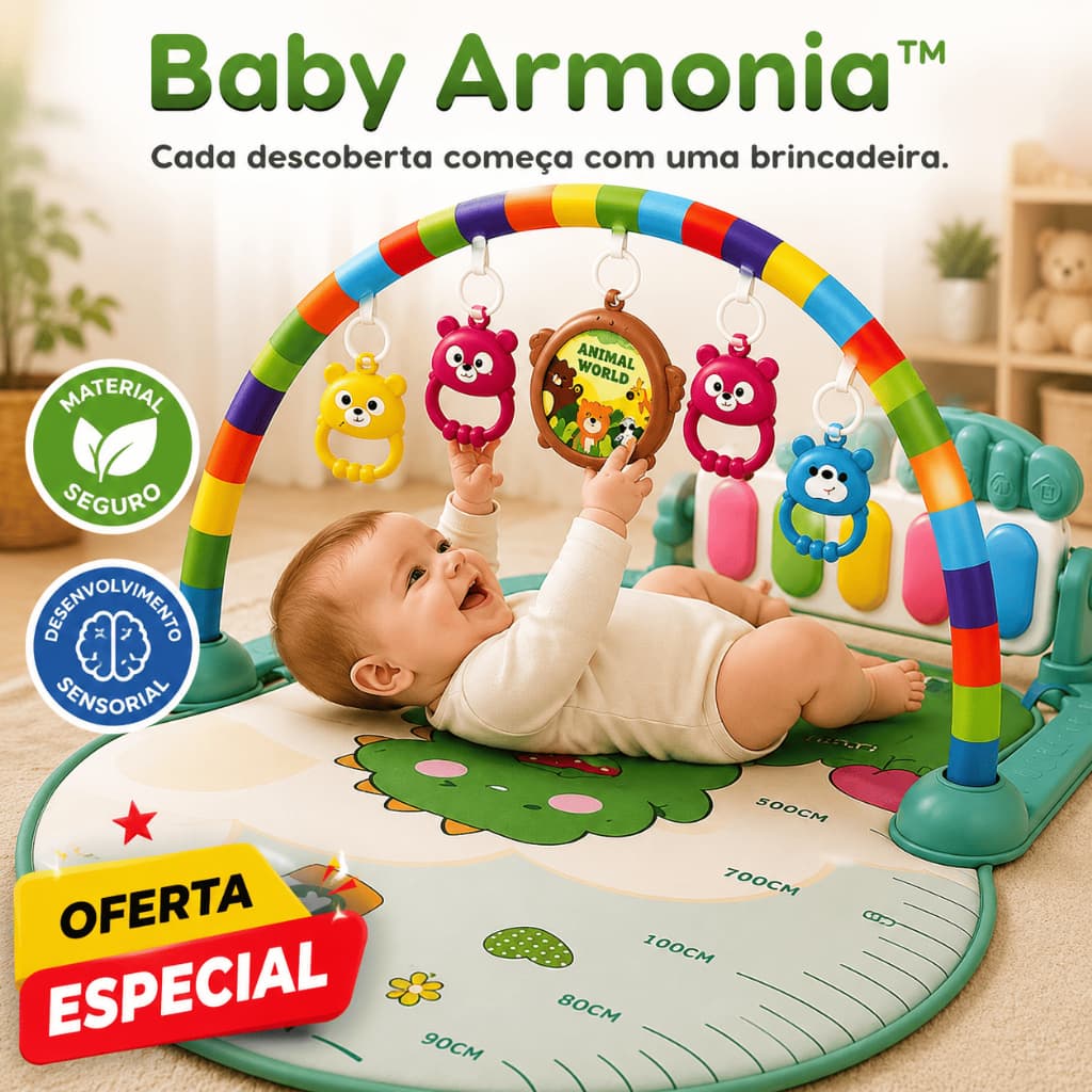 Baby Tapete Musical Infantil Sensorial com Arco Interativo Tapete de Atividades Educativo para Bebê