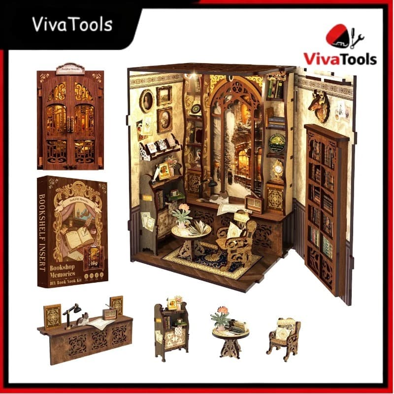 Kit Book Nook DIY - Miniatura Livraria 3D com LED - Decoração Criativa e Presente Perfeito