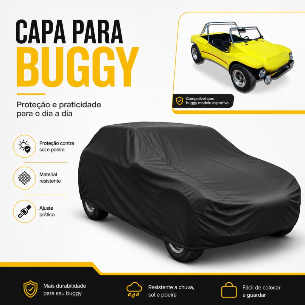 Capa Cobrir Automotiva Buggy Couro Cor Preta Impermeável