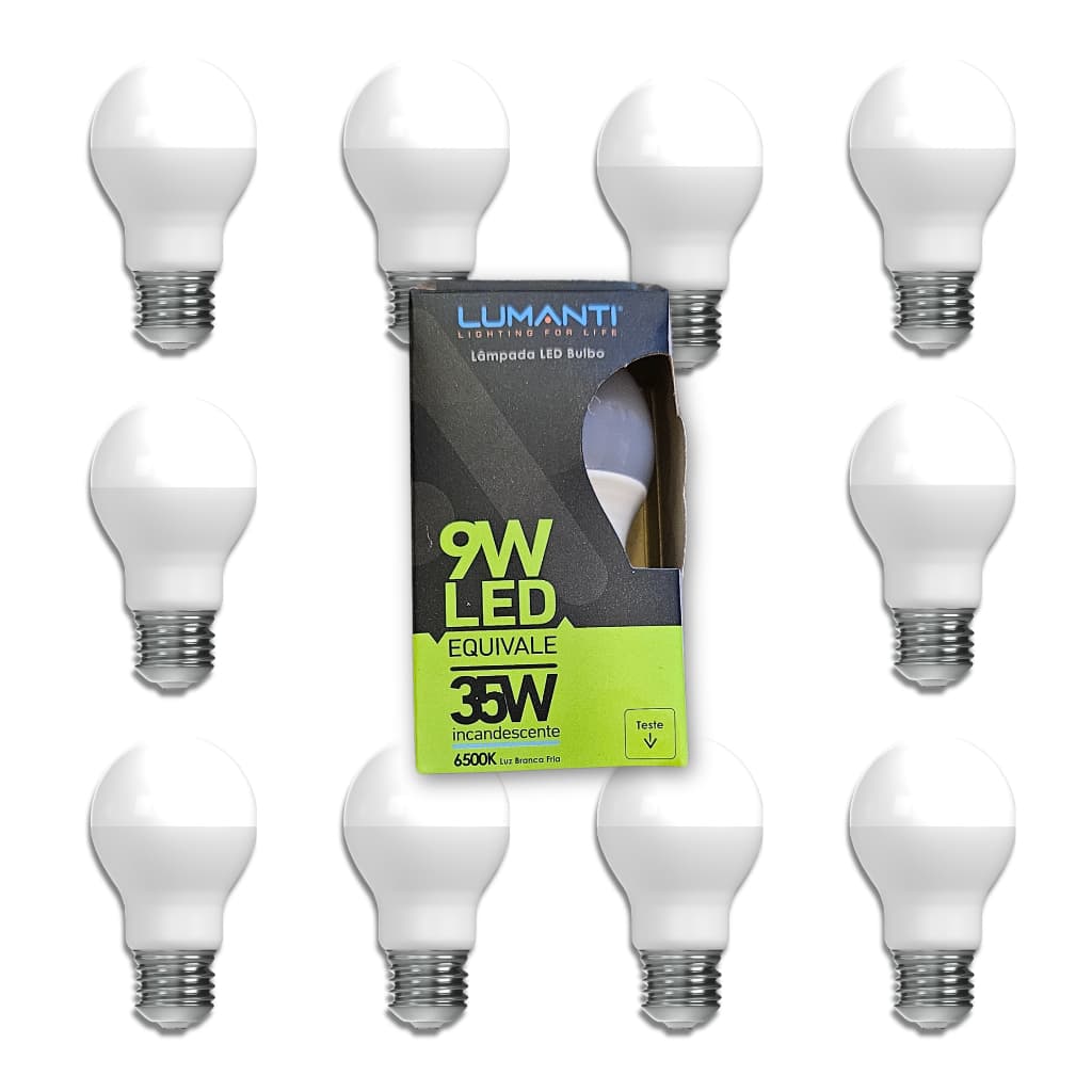 Kit 10 Lâmpadas Led 9w Bulbo E27 Bivolt Residencial Econômica