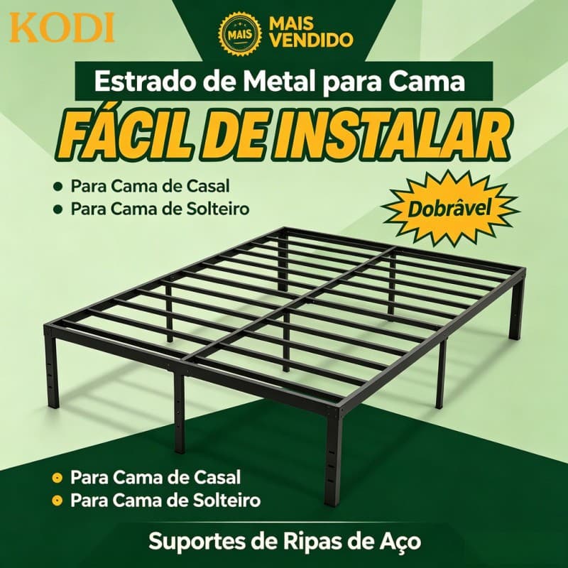 Estrado de Cama Box de Aço, Solteiro e Casal, 400kg - O17
