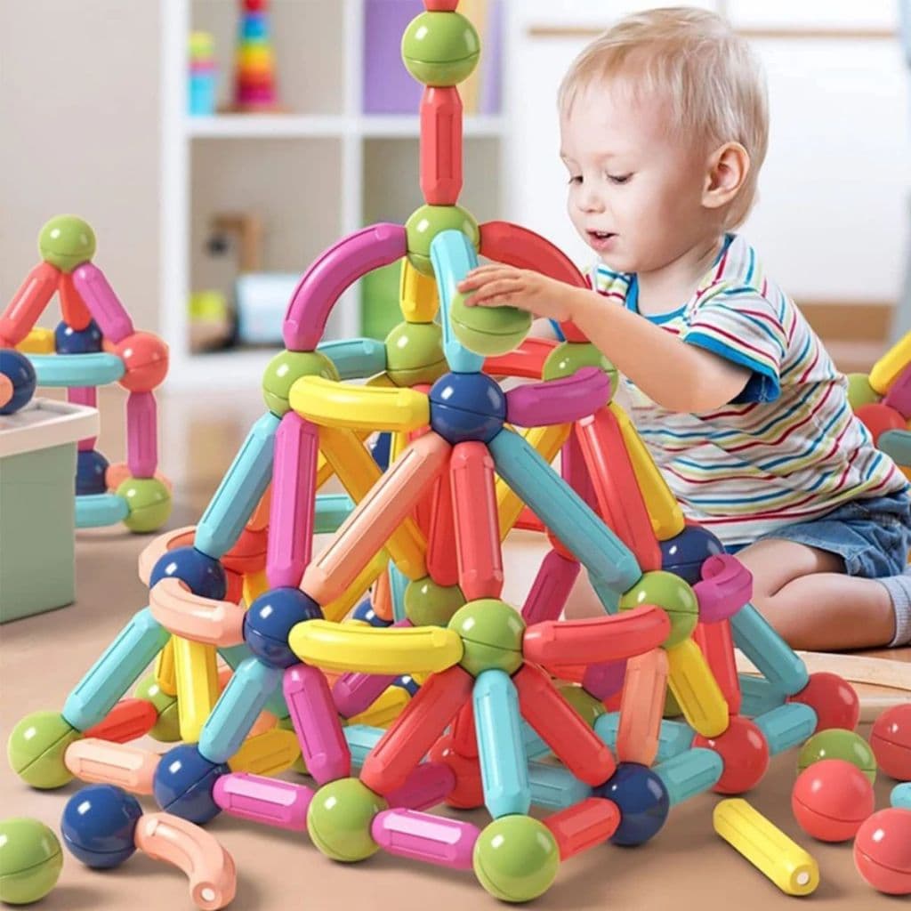 BLOCOS MAGNÉTICOS 158 PEÇAS BARRAS E ESFERAS BRINQUEDO EDUCATIVO DE MONTAR BRINQUEDO PEDAGOGICO CRIATIVO MONTESSORI