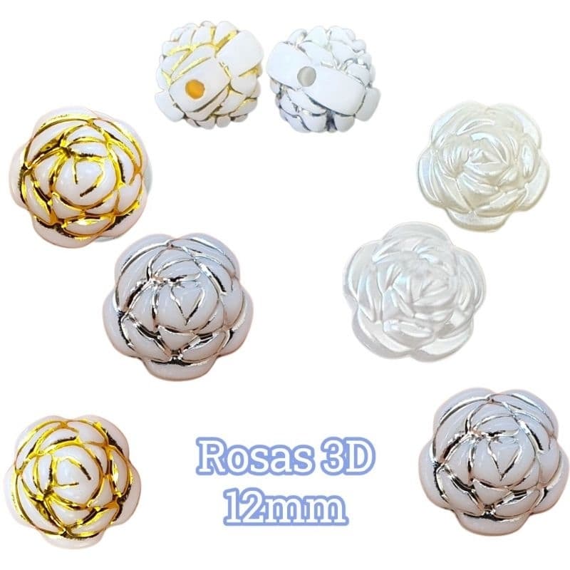 Entremeio Rosa 12mm para terço 3D 60 / 110 unidades