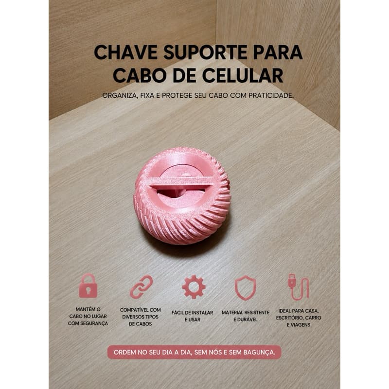 Suporte Organizador para Cabo de Celular – Chave Porta-Cabos | Compacto, Prático e Resistente