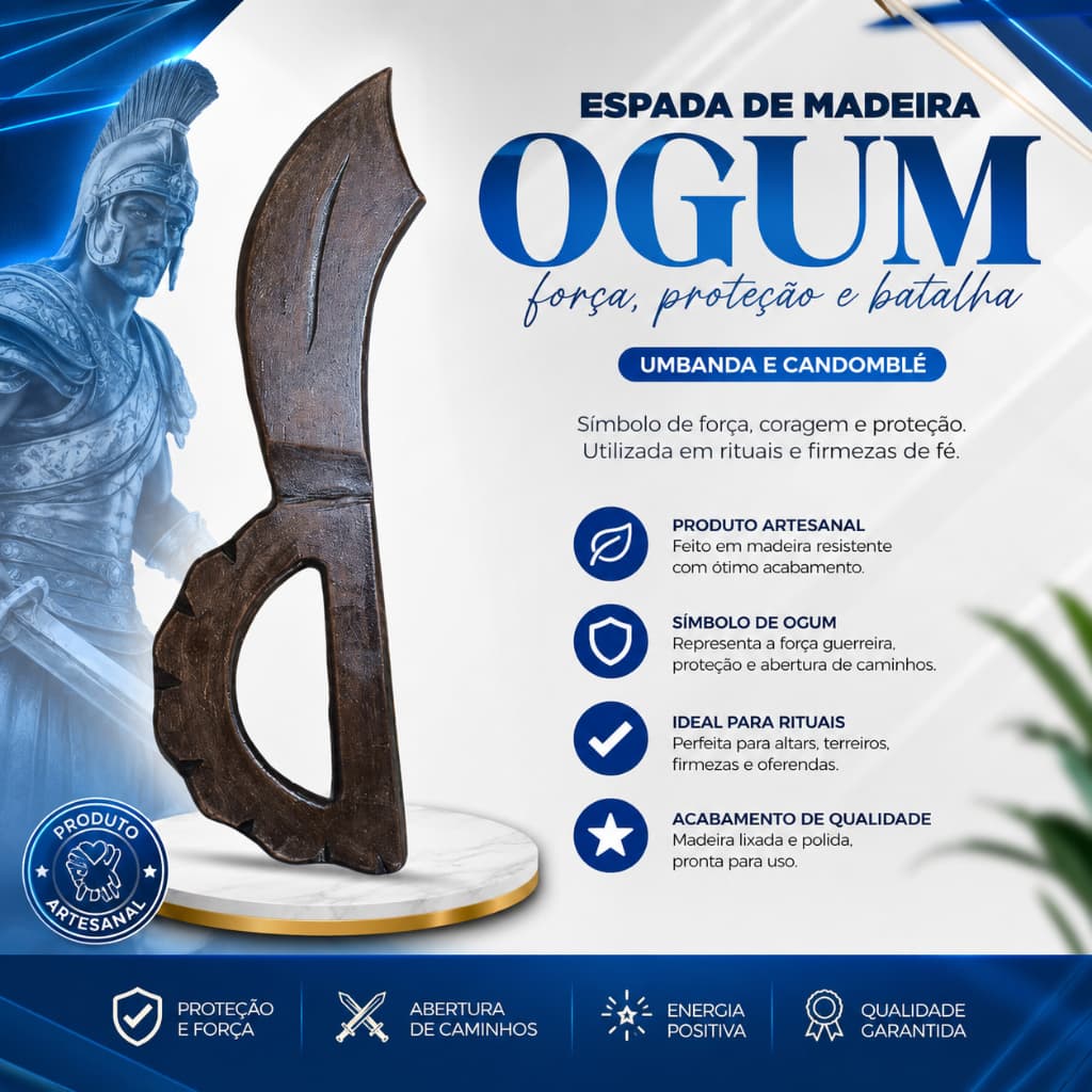 Espada Madeira Orixá Ogum Umbanda Cabdomblé
