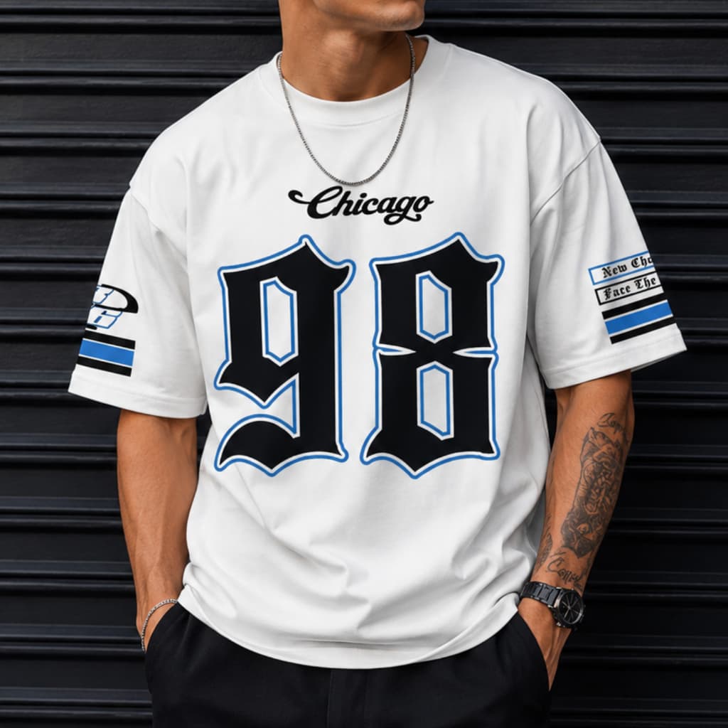 Camisa Chicago 98 Streetwear  New Challenge Jersey Premium Camisa Americana
