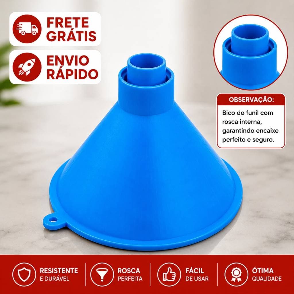 Funil de Plástico com Rosca para Garrafa Pet Multiuso Resistente Encaixe Perfeito Cozinha Líquidos Grãos Pó