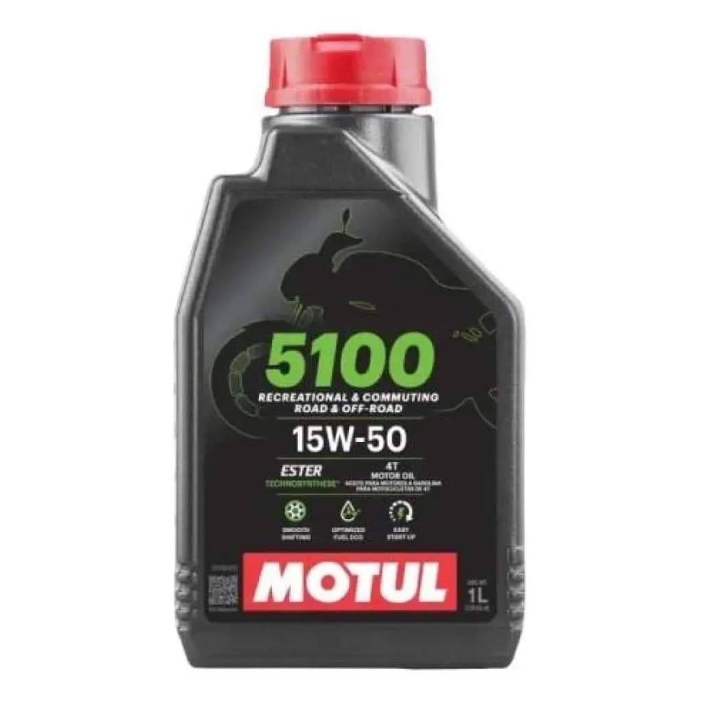 Óleo de motor semi-sintético 5100 4 Tempo 15W-50 para moto e quadriciclo 1 Litro Motul