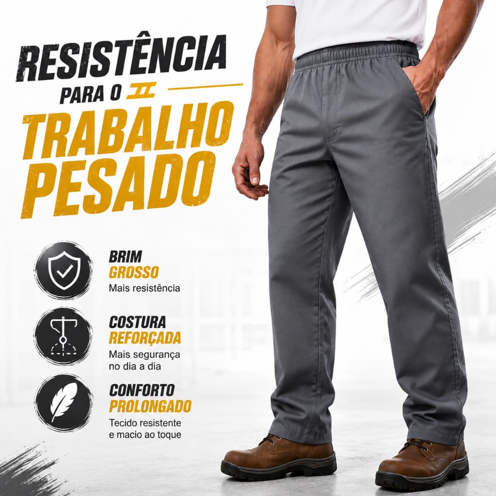 Calça para Uniforme De Brim Pesado Forte Reforçada Trabalho Oficina Construção Indústria Manutenção