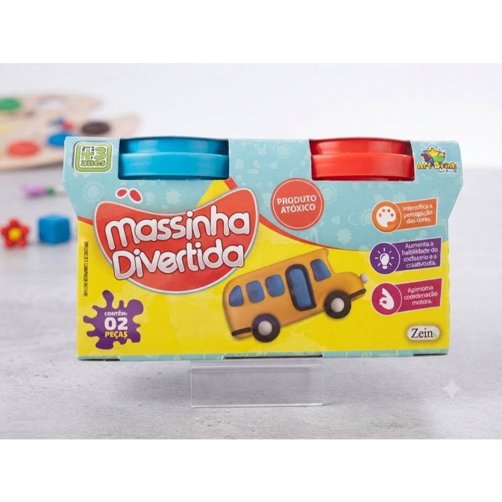 Massinha de Modelar 2 Cores com Moldes Massa Divertida Atóxica Infantil Criança Bebe Brincadeira