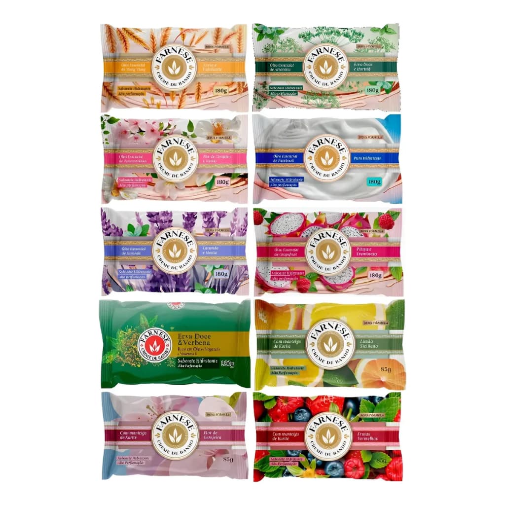 Kit 7 Sabonetes Farnese 180g E 85g Mix Fragancias