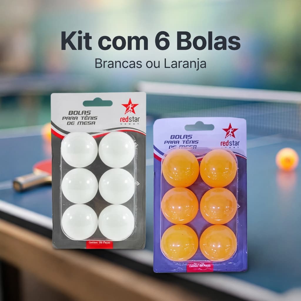 Kit 6 Bolinhas de Ping Pong Tênis de Mesa Coloridas Brancas Bola Plástica Recreativa