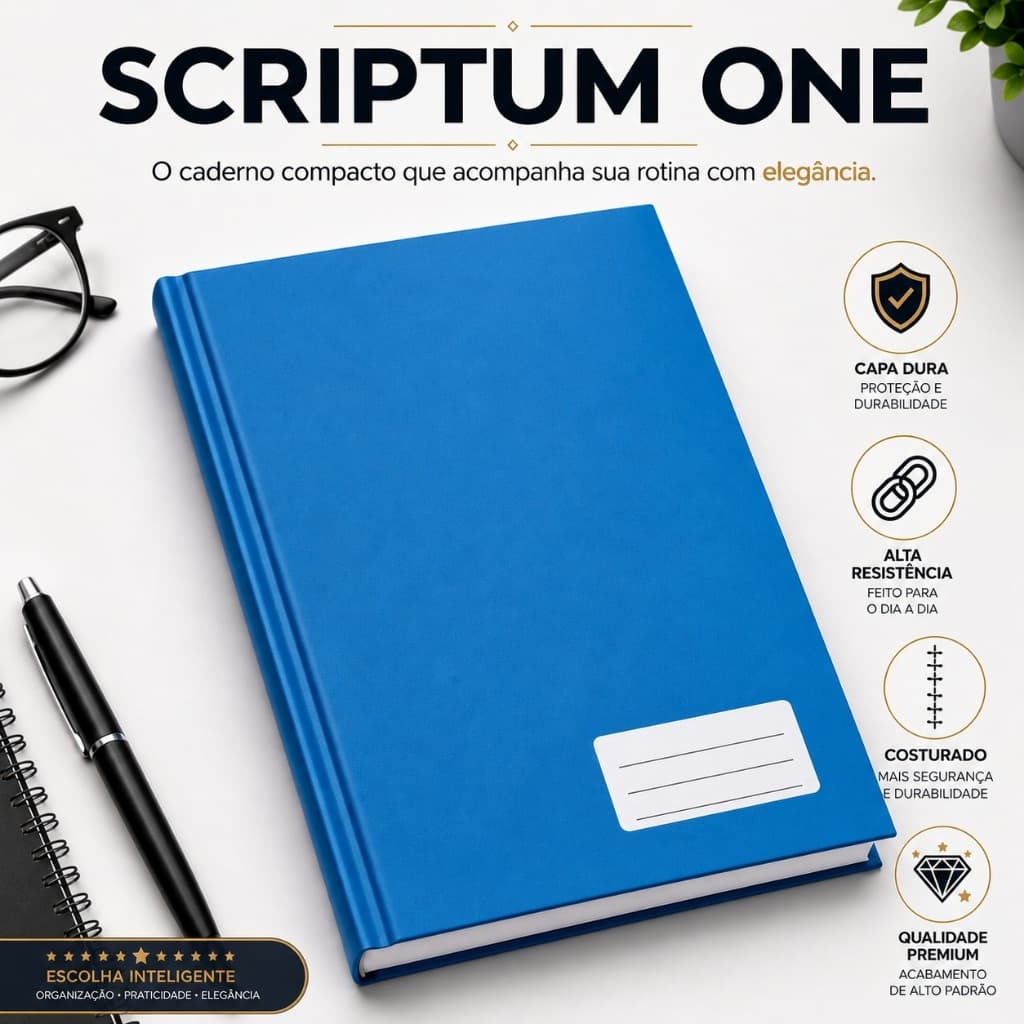 Caderno Pequeno ou Grande Capa Dura Costurado 96 Folhas Compacto Escolar Faculdade Trabalho Scriptum One