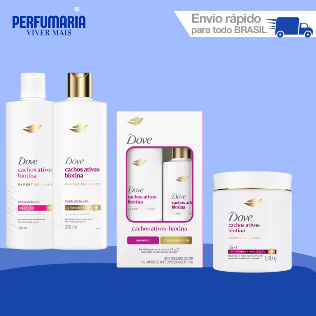 Kits Dove Linha Cachos Ativos + Biotina - Escolha O Seu