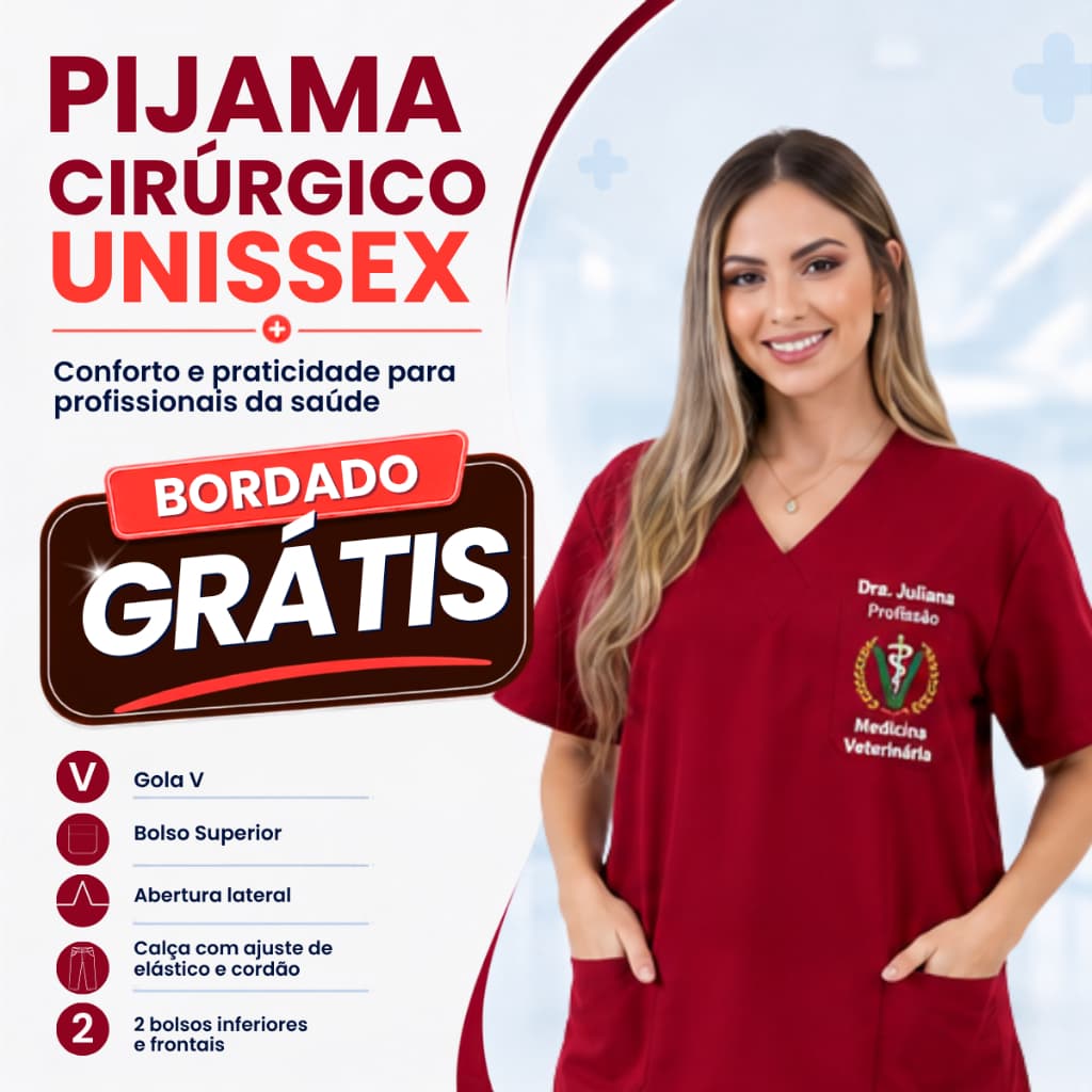 Conjunto Pijama Cirúrgico Scrub Hospitalar Privativo UNISSEX , BORDADO GRATIS + BRINDE