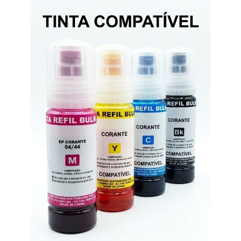 kit 4 tintas corantes refil compatível para uso em impressoras epson 04/54 L3250 ecotank.