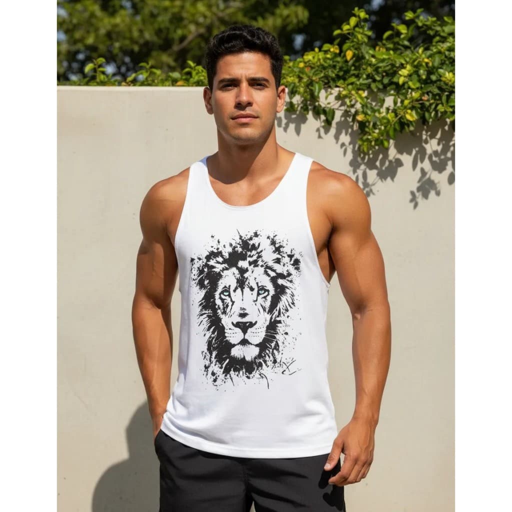 Regata camiseta masculina cavada Leão  treino academia