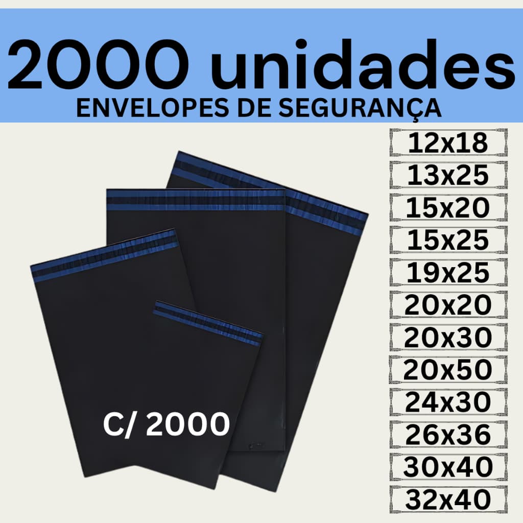 Kit 2000 Envelopes Segurança Embalagem De Envio Saco Inviolável Saquinho Correios Envelope Plástico para Envio