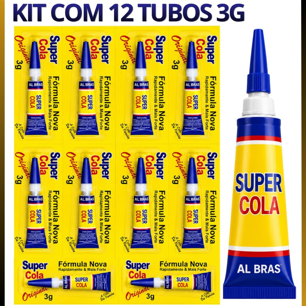 Super cola rapida 3g instantanea,cartela com 12 unidades para Plástico,Madeira e Cerâmica, Secagem Rápida