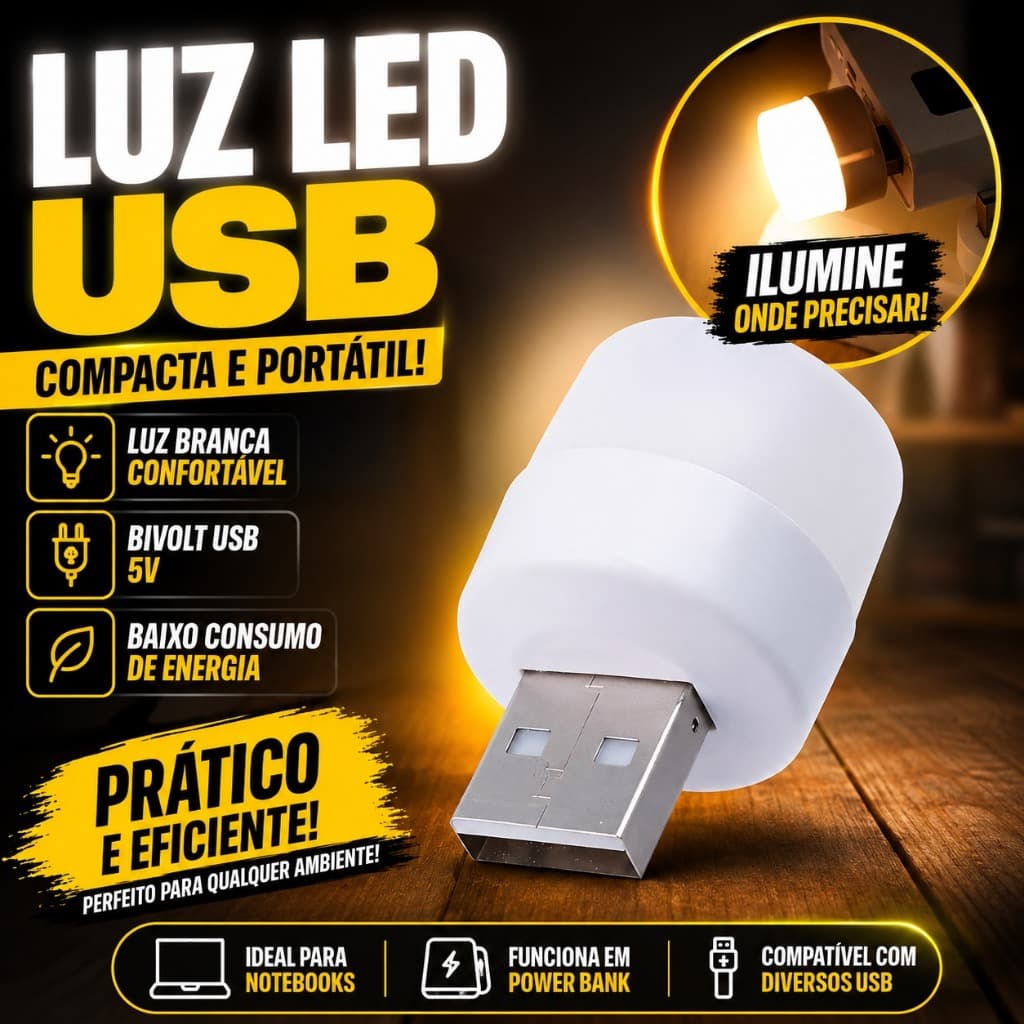 Luz noturna USB de proteção ocular para leitura de mesa LED de 5V para computador móvel fonte de energia
