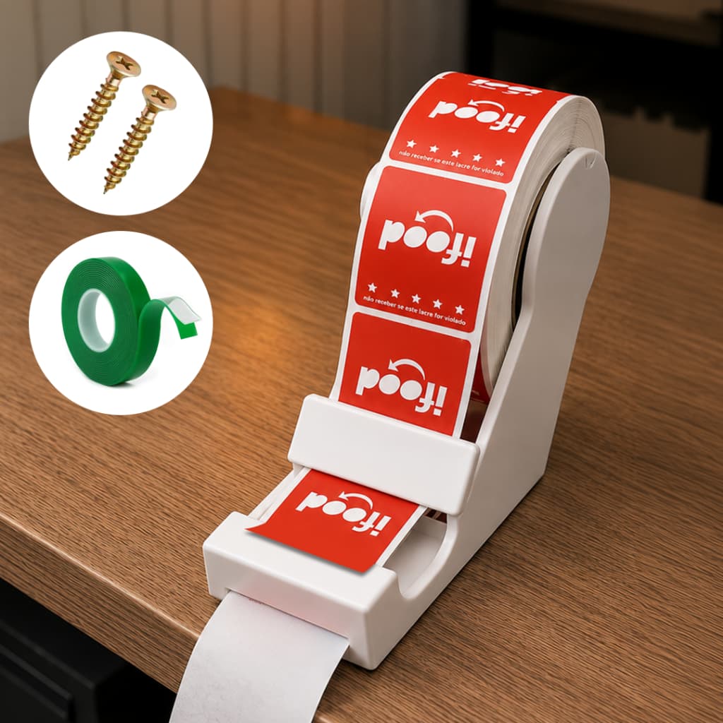 Dispenador Etiquetas Adesivas Delivery Ifood Organizador de Rótulos Etiqueta e Lacres Rolos pequenos