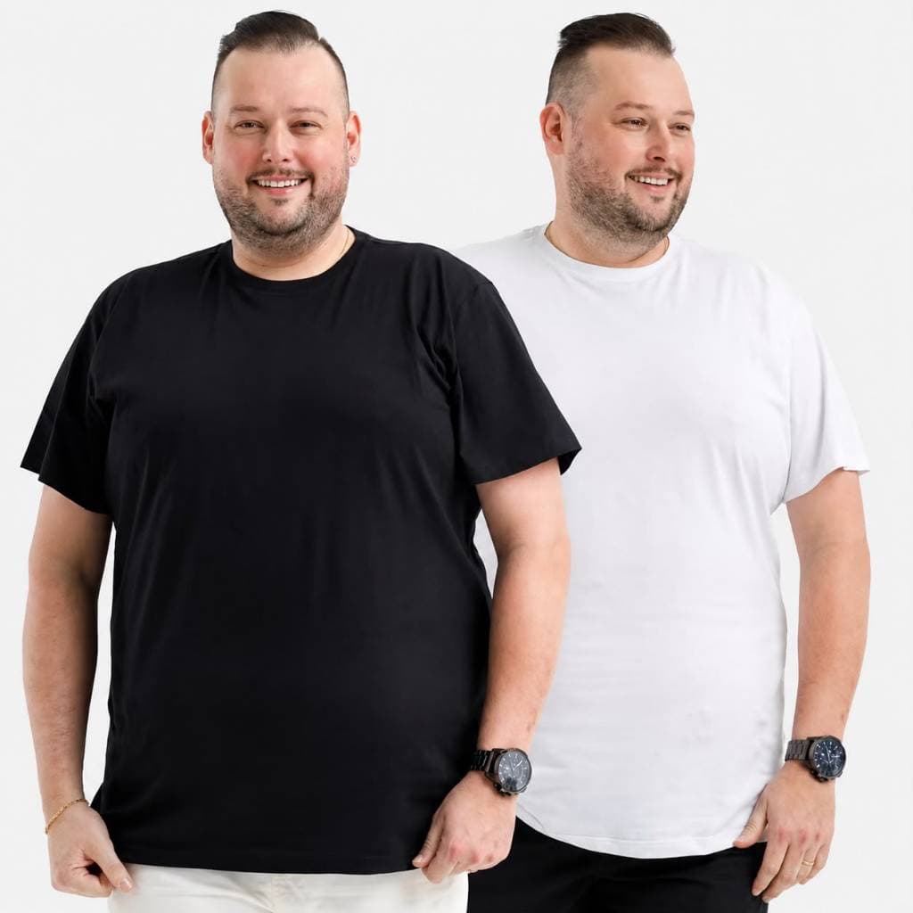 Kit 2 Camisas Plus Size Masculina Lisa Básica