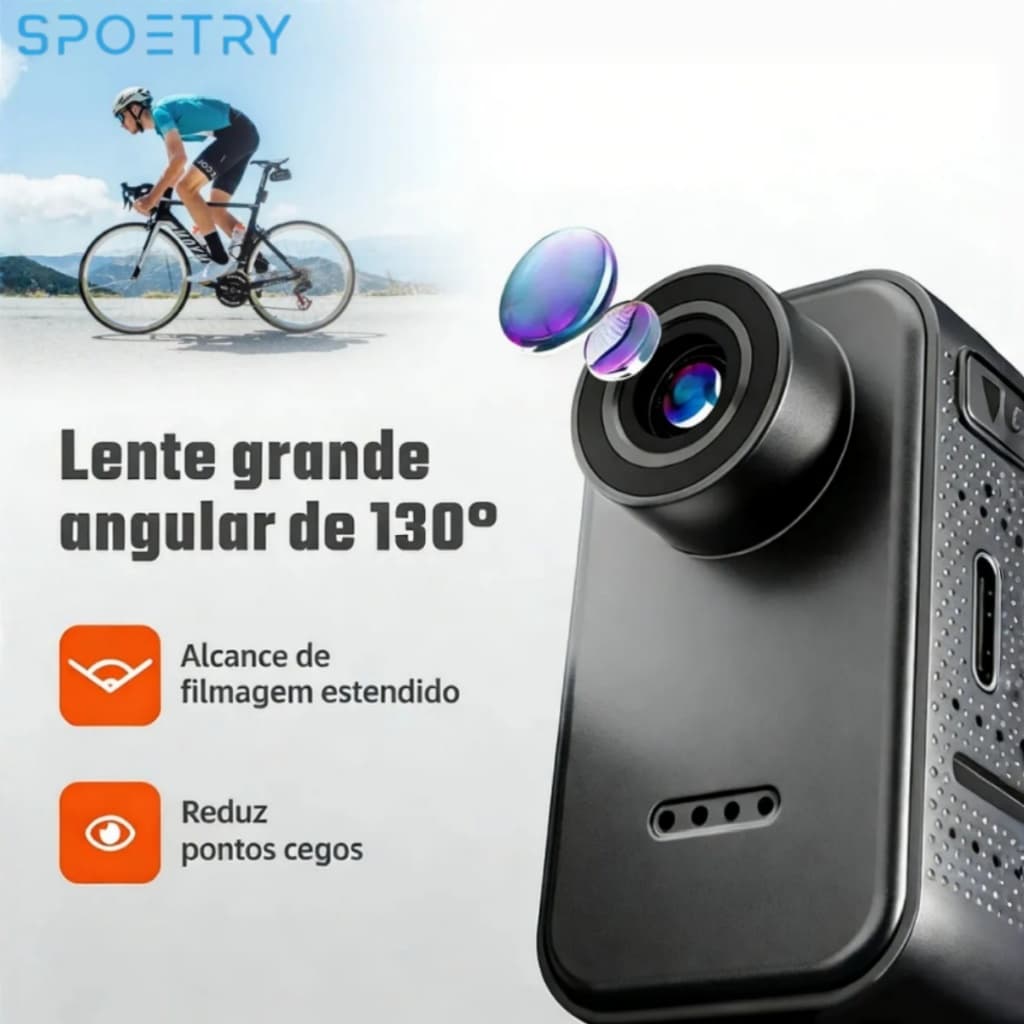 Câmera de Ação Magnética 4K WiFi com Estabilizador, Câmera de Bolso Ângulo 130° para Motociclista, Ciclismo e Esportes