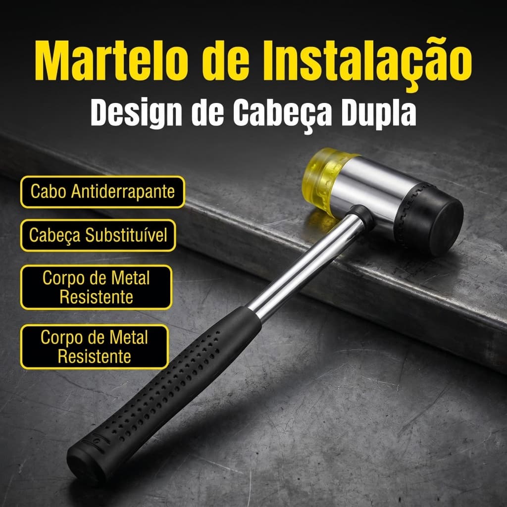Martelinho Precisão 2 Lados Borracha Ouro Tamanho 25cm Ideal para Trabalhos DIY