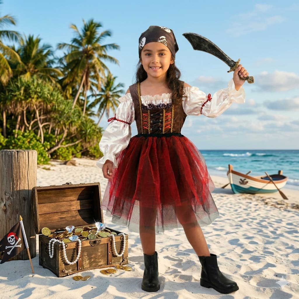 Fantasia Infantil Vestido Pirata Menina Haloween
