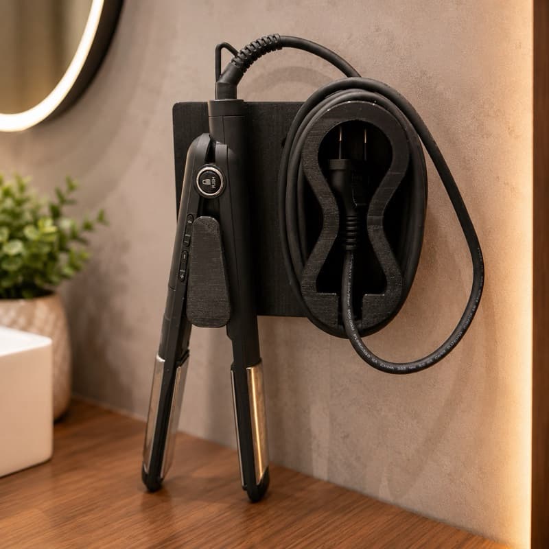 Suporte Organizador de Parede para Chapinha e Cabo – Porta Prancha Alisadora 3D