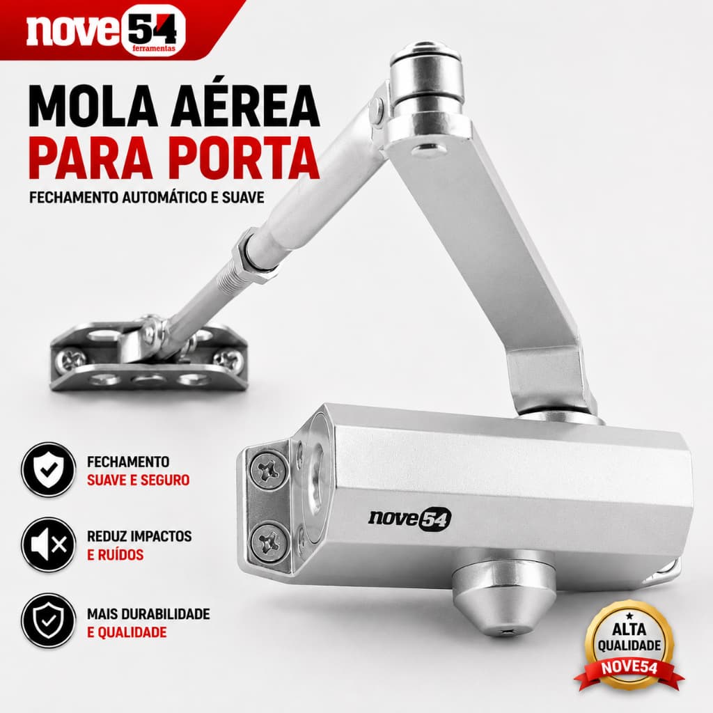 Mola de Porta de Escritório Aérea Automática Hidráulica Fechamento Suave Cor Prata