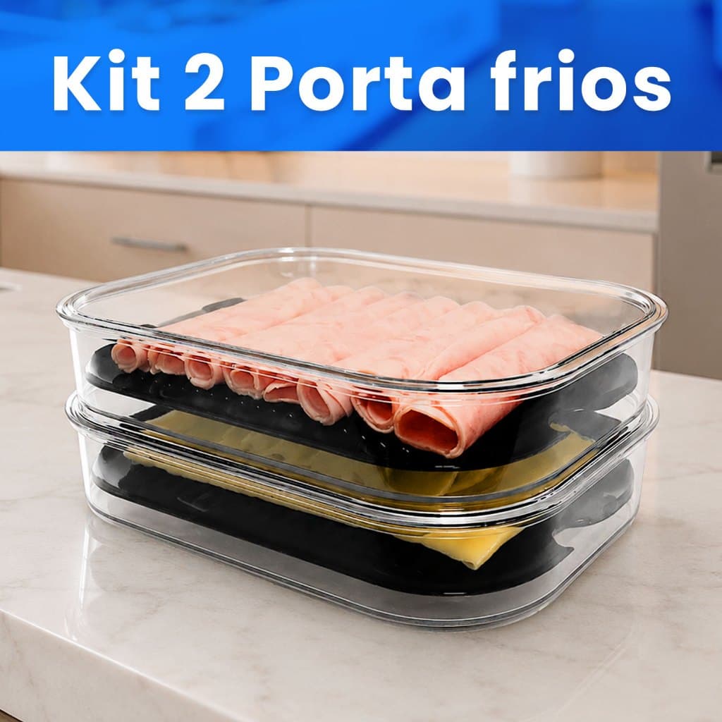 2 Porta Frios Transparente Resistente para Geladeira - Porta Frios Empilháveis