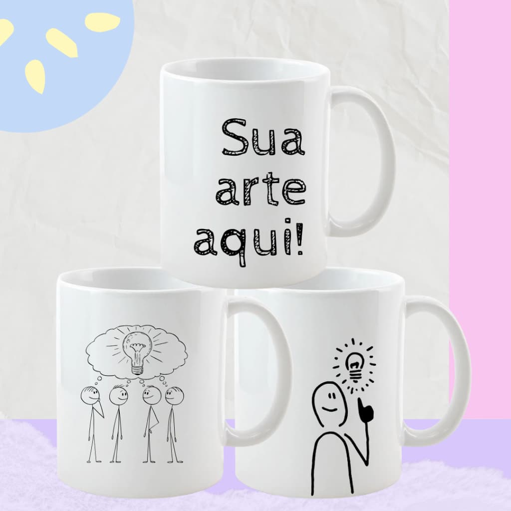 Caneca de Porcelana Personalizada Com Sua Arte 325ml MONTAMOS SUA ARTE Presente Xícara Personalizada