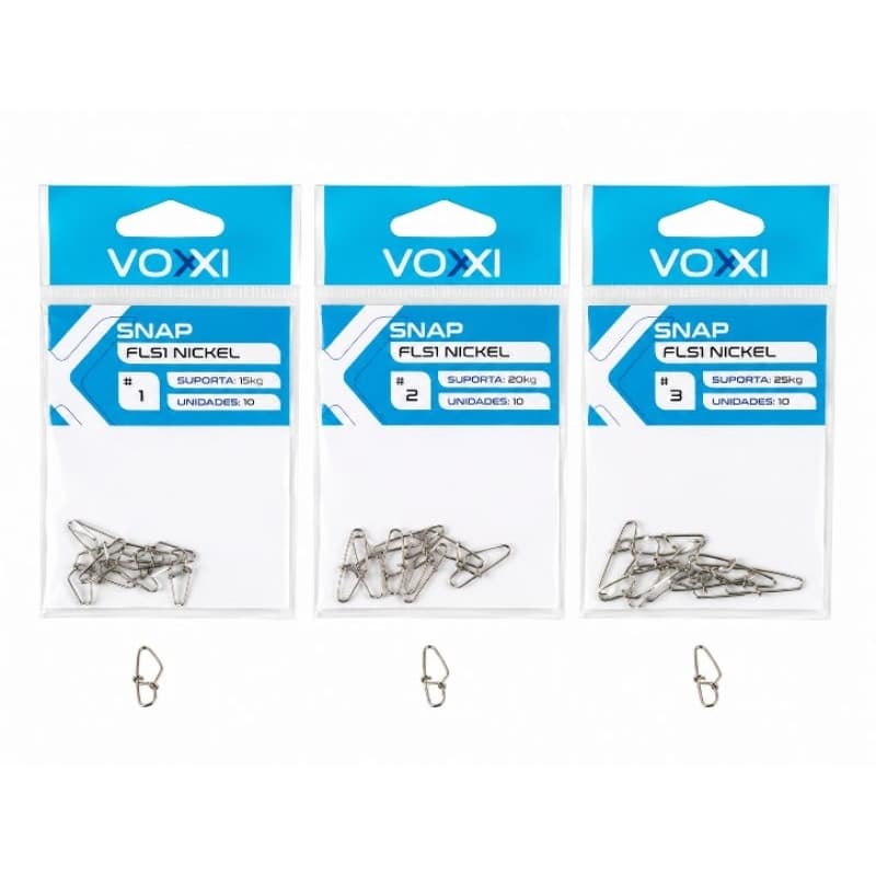 Kit 20un Snap Voxxi | Saint | Pesca Aço Inox Super Resistente para Iscas Artificiais e Spinners