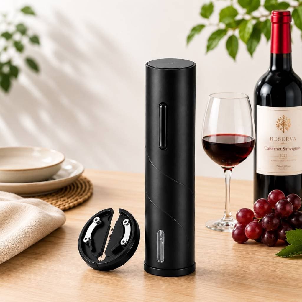 Abridor De Vinho Elétrico Automático Com Corta Lacre A Pilha