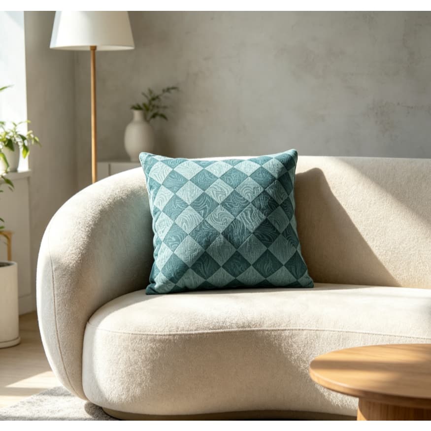 Almofada Quadrada Xadrez com Textura, Tecido Macio, Decoração Elegante para Sofá Quarto Sala, Varias Cores