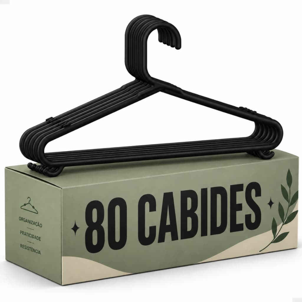 Kit 80 Cabides Adulto Preto Para Roupas Unidade Reforçado Resistente Premium