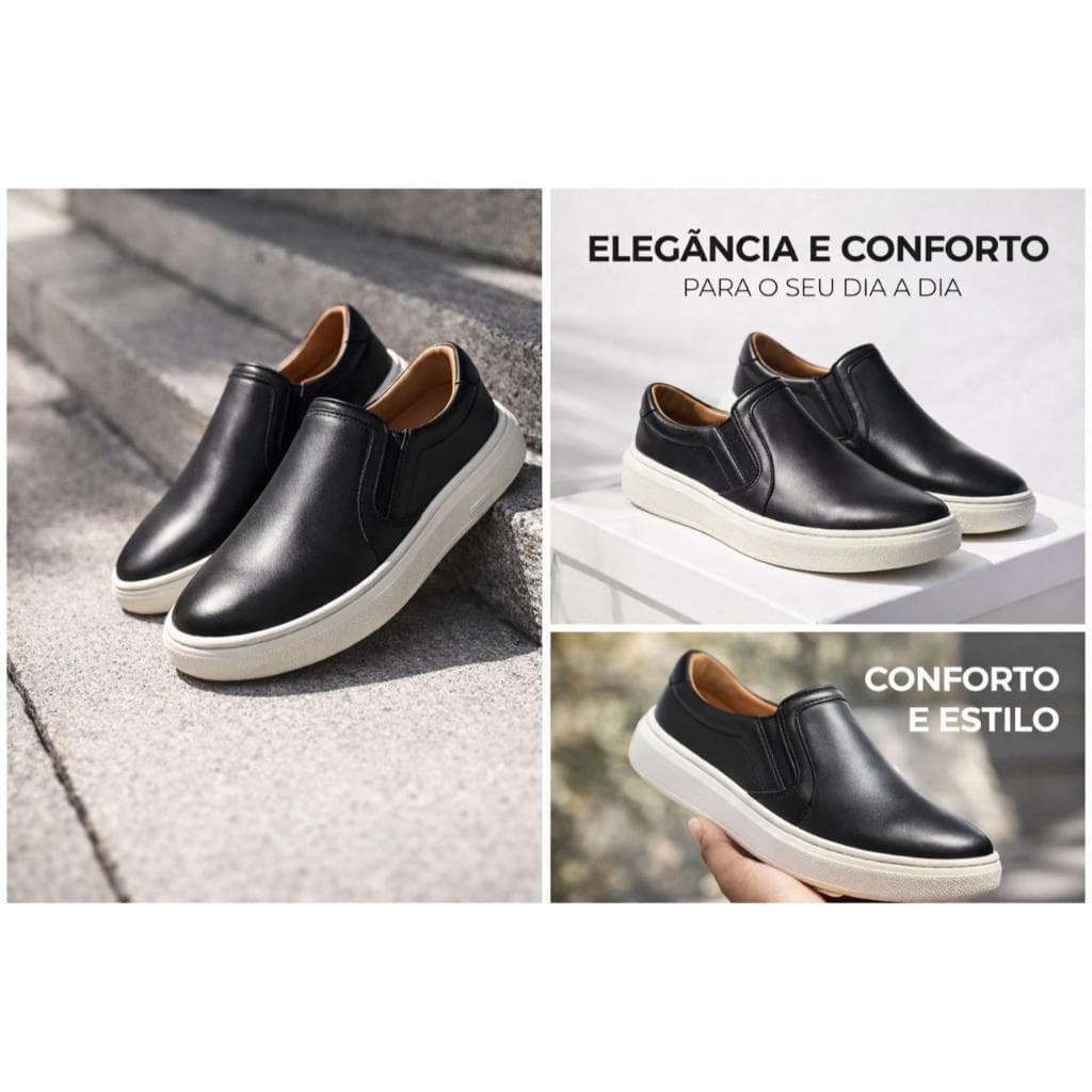 Tênis Slip On Iate Masculino Calce Fácil Sola Alta Sem Cadarço Sapatênis Casual Confortável Caminhada Leve