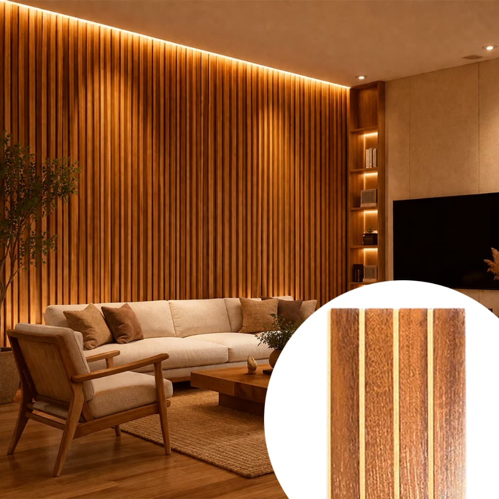 20 Placas para painel Ripado Autocolante MDF de Parede Adesivas Ripada
