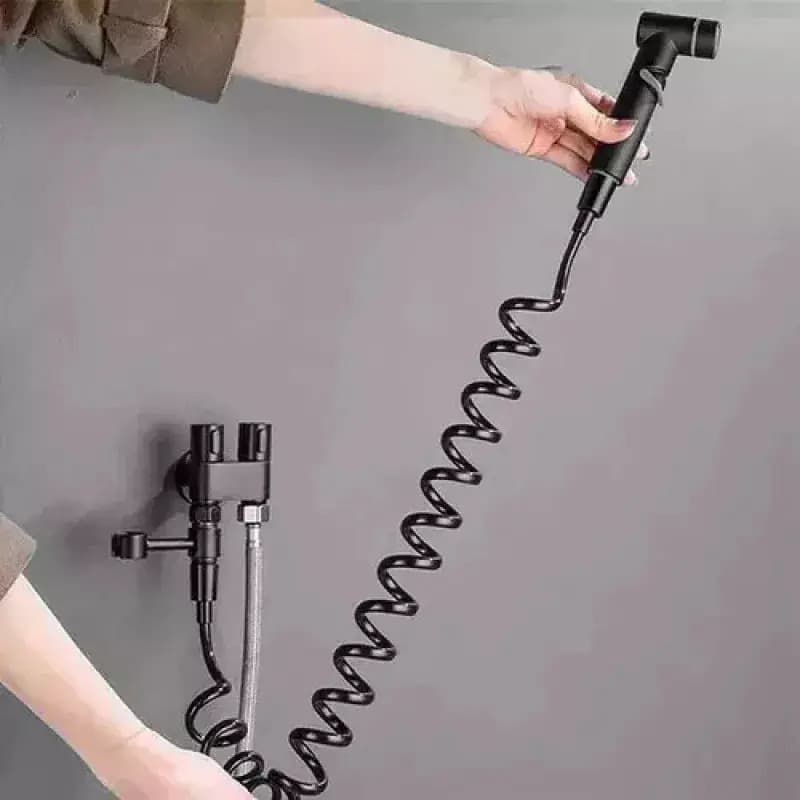Ducha Higiênica Preto ou Inox Registro DUPLO Mangueira Extensível Que alcança 2 mts Alta Pressão Cabo Ergonômico Prático