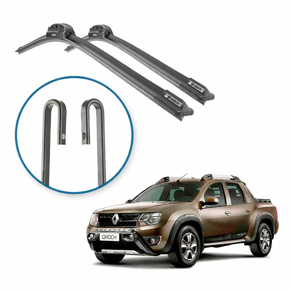 Par Palheta Limpador Para-brisa Renault Duster Oroch 2015 a 2022 20” + 20” Gancho U