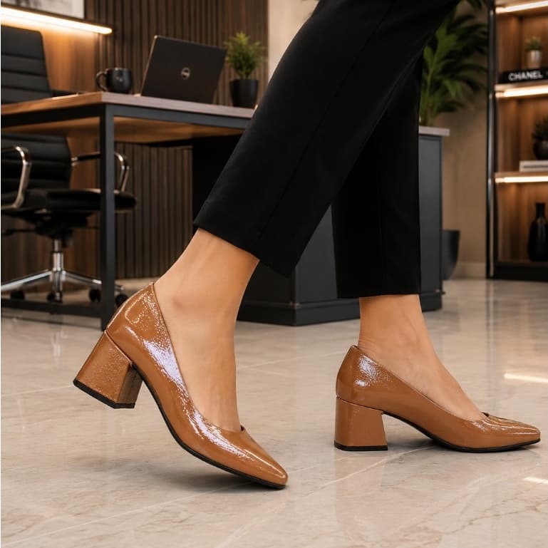 Sapato Feminino Scarpin Bico Fino Festa Naty Shoes Conforto Macio Salto Médio 6CM Promoção
