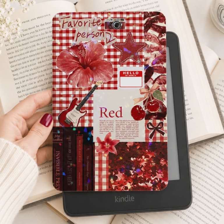 Kindle Insert VERMELHOS | Card para capinha kindle | Efeito holográfico | Kindle Insert