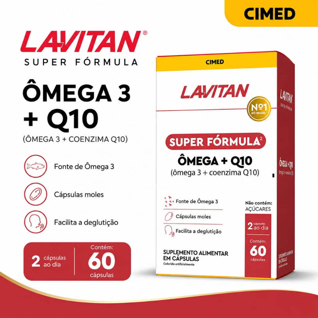 Lavitan Super Fórmula Ômega 3 + Coenzima Q10 Q10 60 Cápsulas Cimed Original