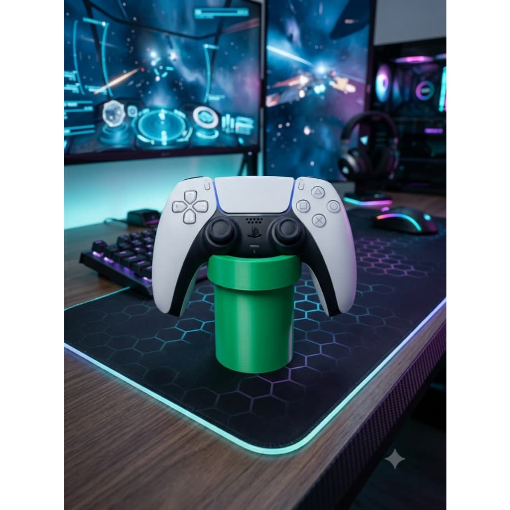 Suporte para Controle PS5 / PS4 Cano Verde Super Mario