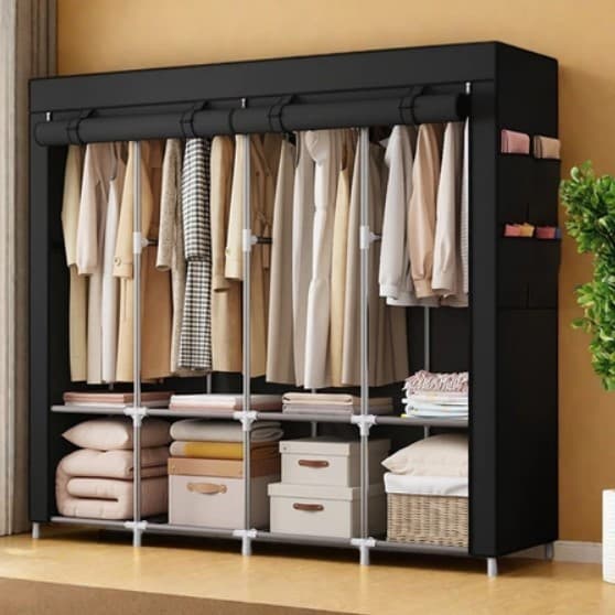 Guarda Roupa Dobrável Grande Arara Portatil Armário Organizador Multiuso Roupeiro Cabideiro Sapateira