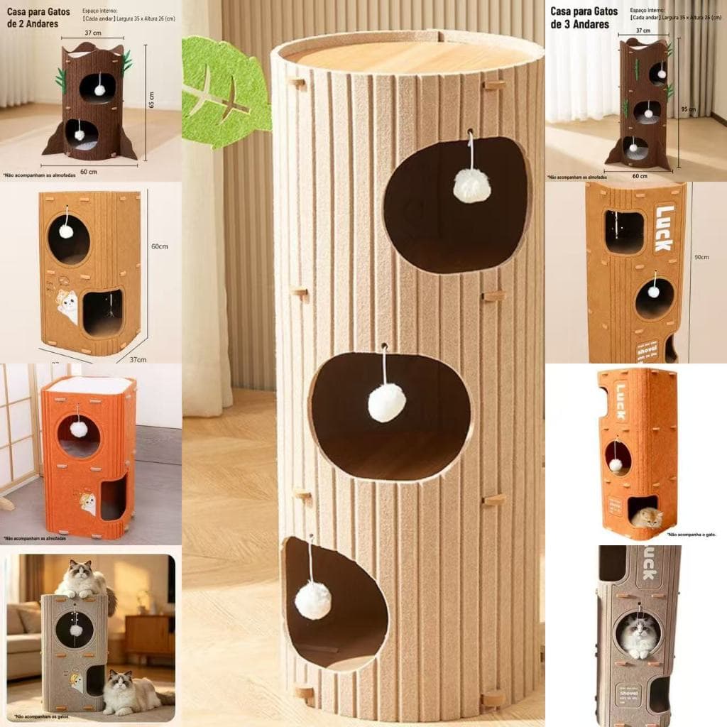 TORRE Árvore Playground Casinha Arranhador Gatos FILHOTES Em Feltro 0,7cm Diversão Multifuncional