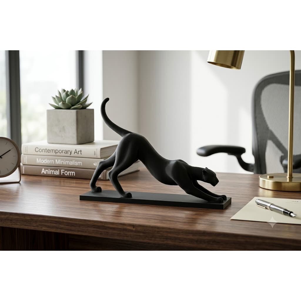 Transforme seu ambiente com a elegância e o poder da Escultura Pantera Negra Minimalista!
