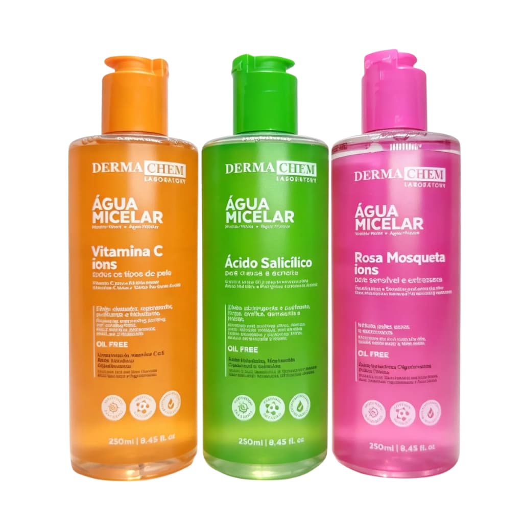 Agua Micelar Demaquilante Dermachem 250ml Vitamina C Rosa Mosqueta Acido Salicilico