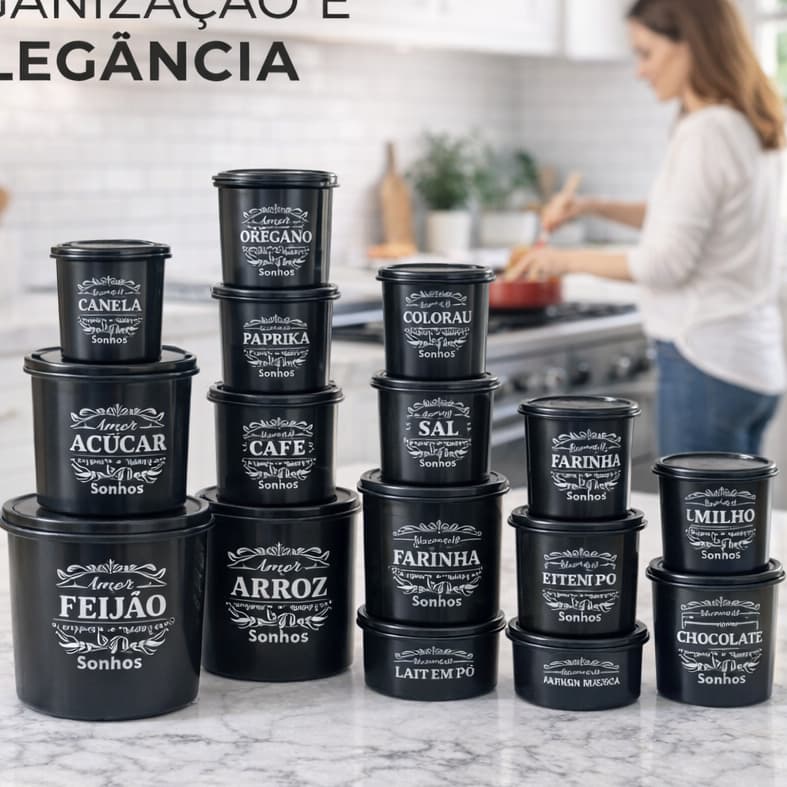 Jogo Potes Mantimentos 15 Peças Cozinha Organizada Completo De Cozinha Potes Mantimentos Grande